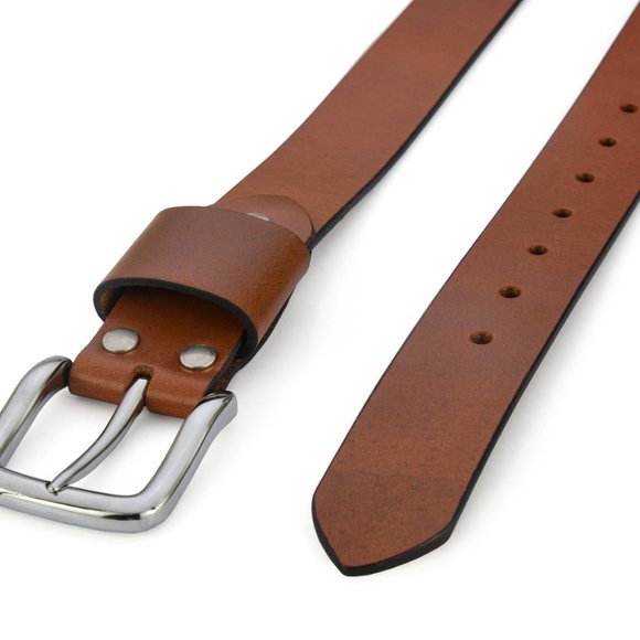 Handcrafted Burnt Orange Full Grain Leather Belt For Men - Free Personalization - Picture 4 of 15